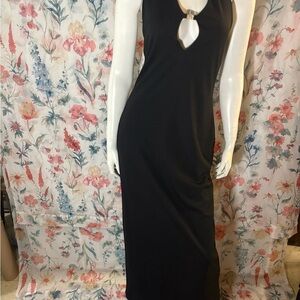 Vintage Halter Elegant Black Sleeveless Dress